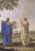LE SUEUR, Eustache St Bruno Examining a Drawing of the Baths of Diocletian Location of the Future Charterhouse of Rome  (mk05) USA oil painting artist